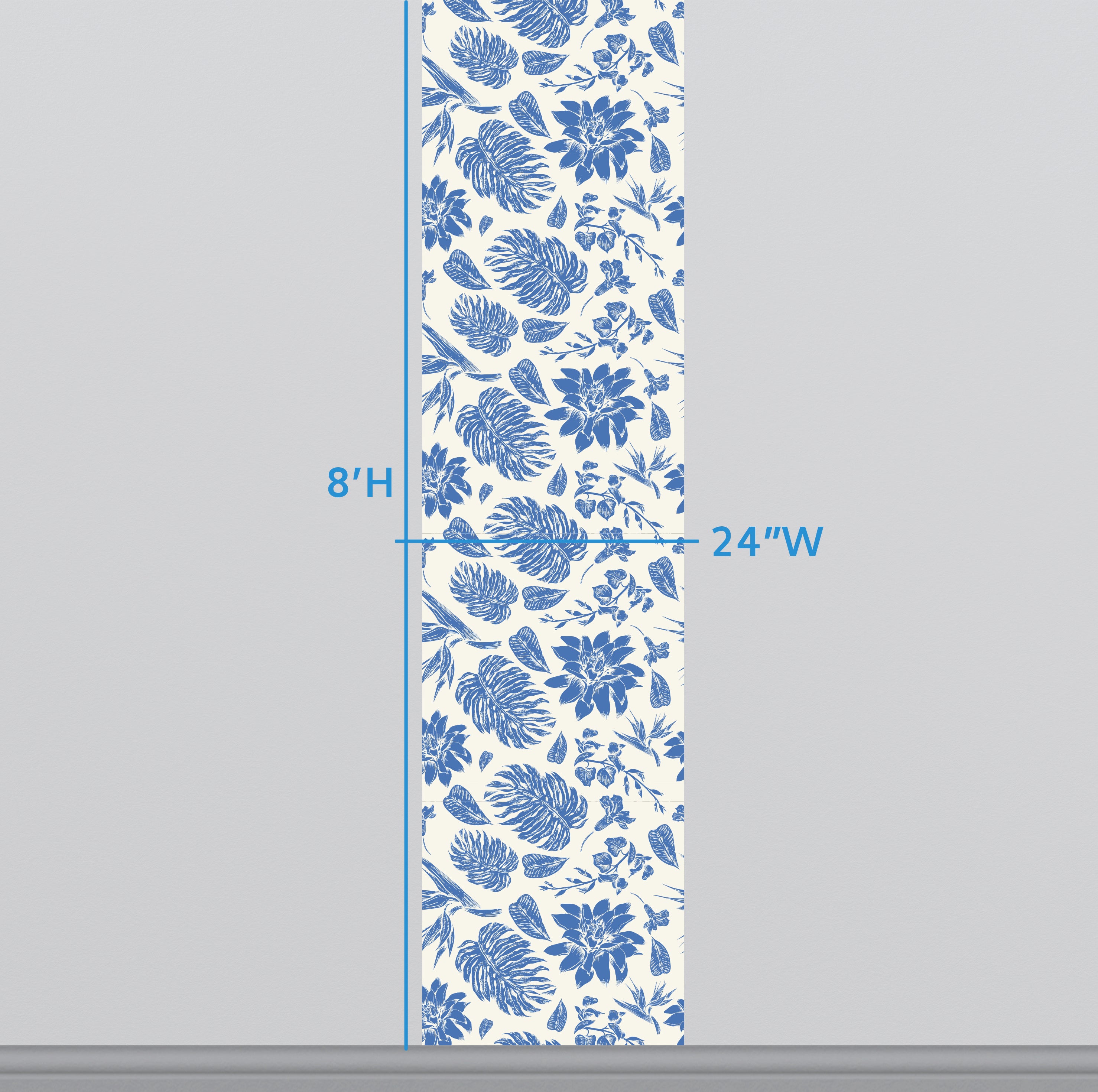 Blue Tropical Flowers Wallpaper - Self Adhesive Wallpaper