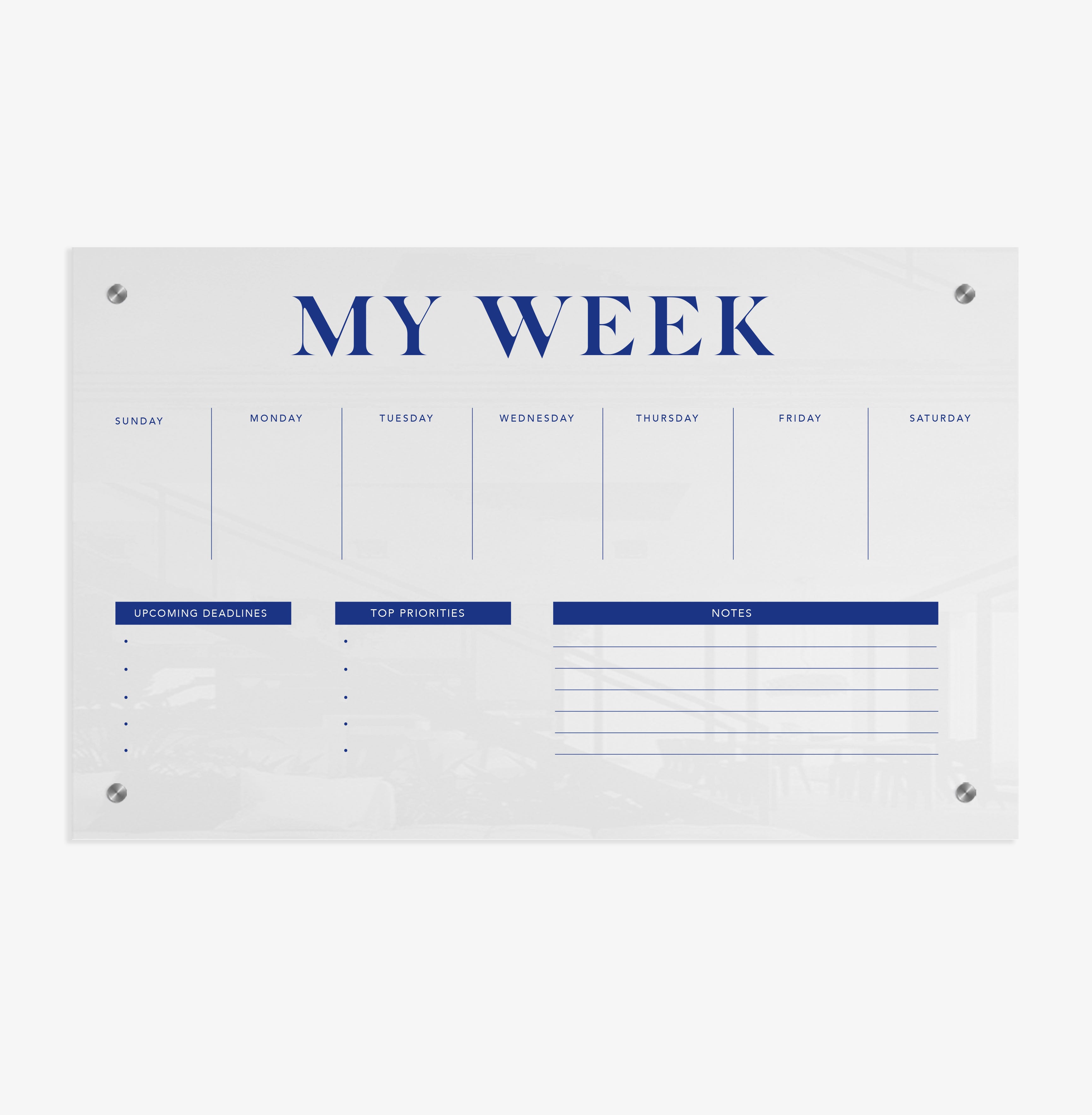Personalized Acrylic Weekly Calendar with Standoffs