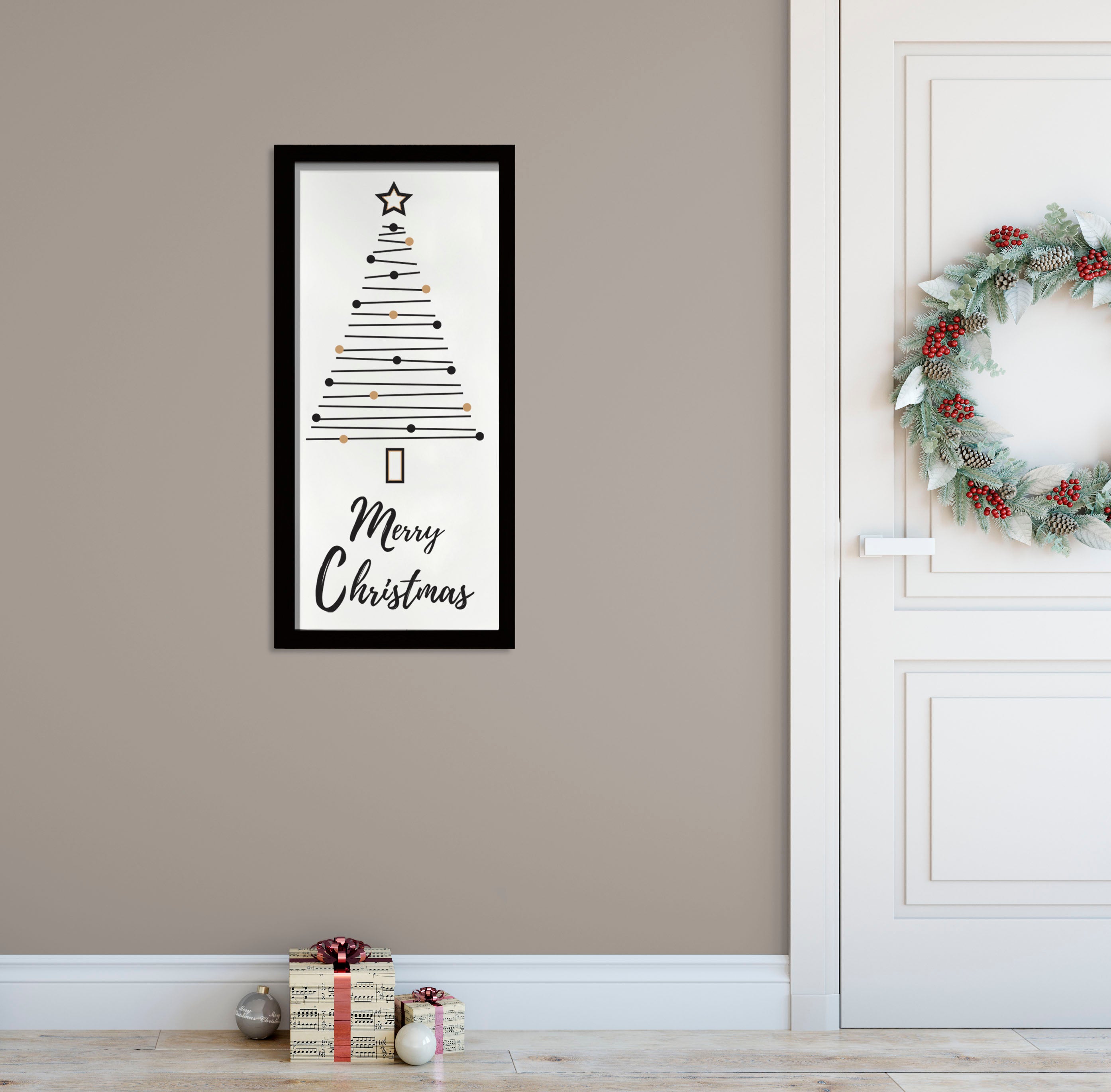 Merry Christmas Tree - Christmas Wood Framed Wall Decor - TheDecorCollection