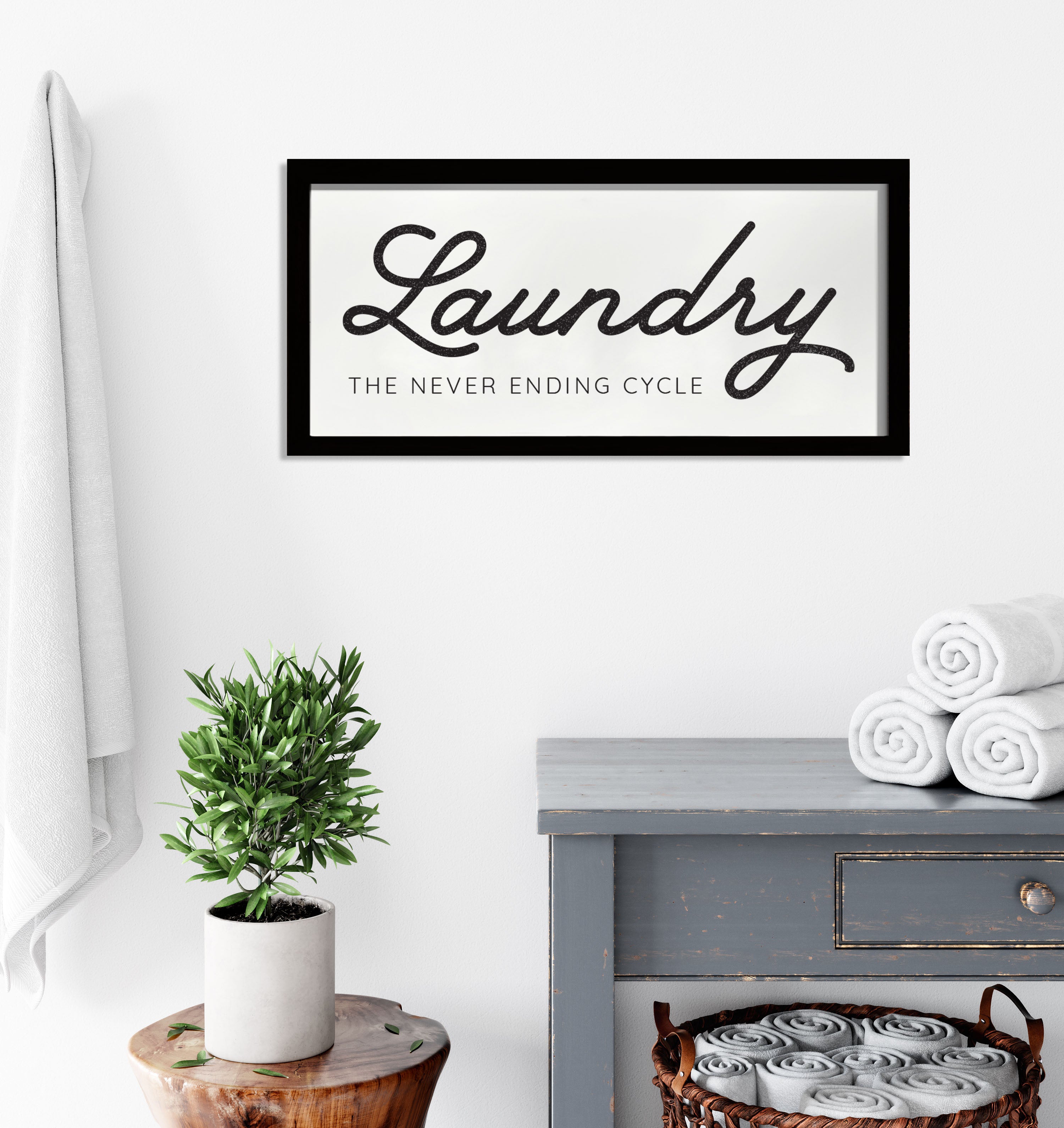 Laundry The Never Ending Cycle - Wood Framed Wall Decor Sign - TheDecorCollection