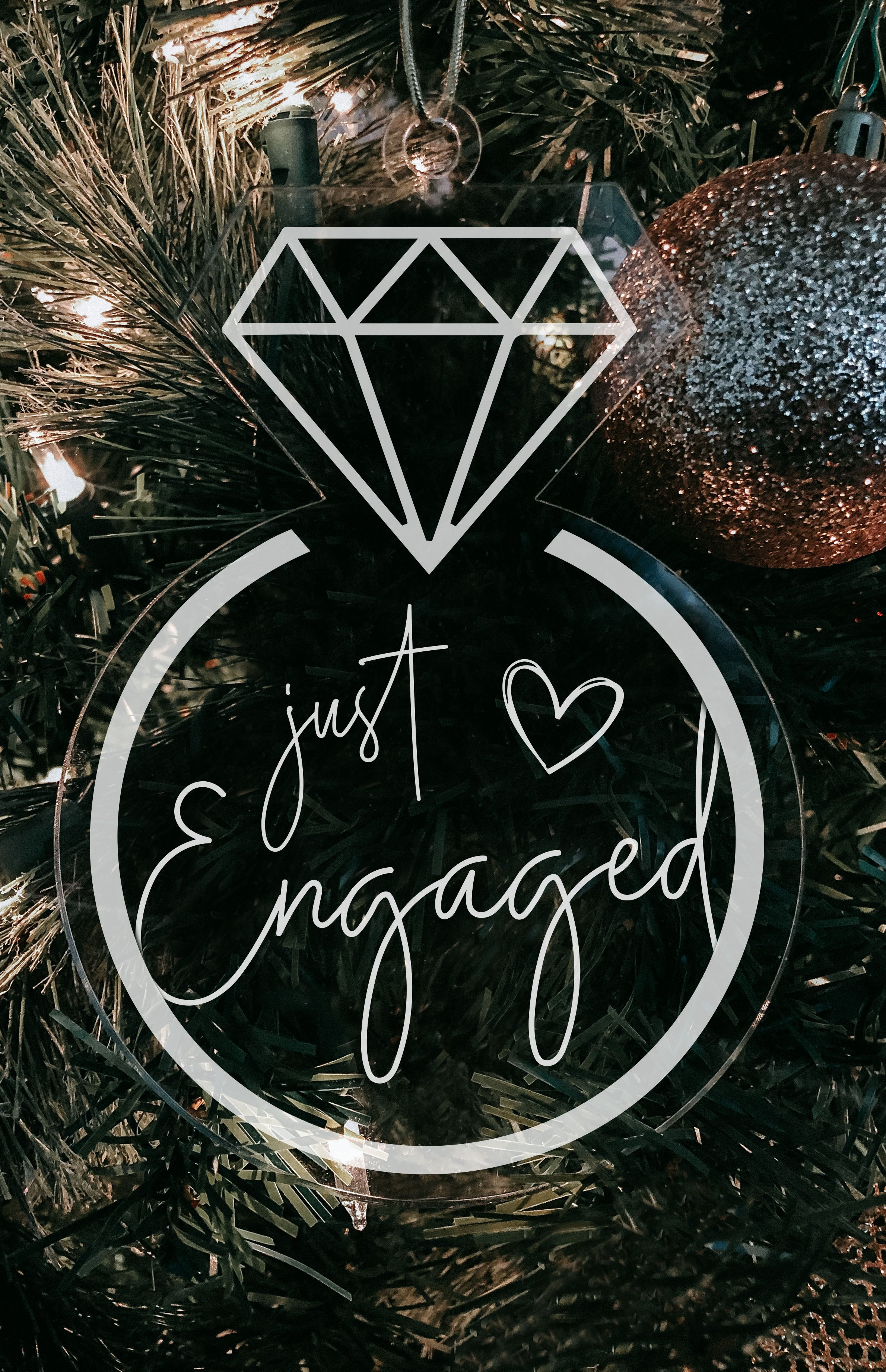 Personalized Engaged Christmas Ring Ornament w/ Date - TheDecorCollection